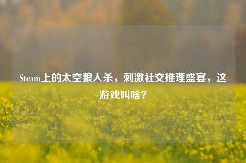 Steam上的太空狼人杀,刺激社交推理盛宴,这游戏叫啥?