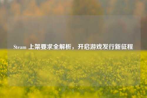 Steam 上架要求全解析，开启游戏发行新征程