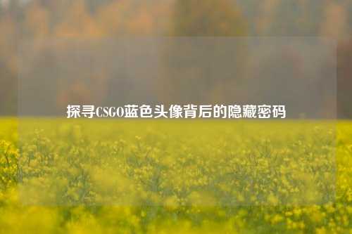 探寻CSGO蓝色头像背后的隐藏密码