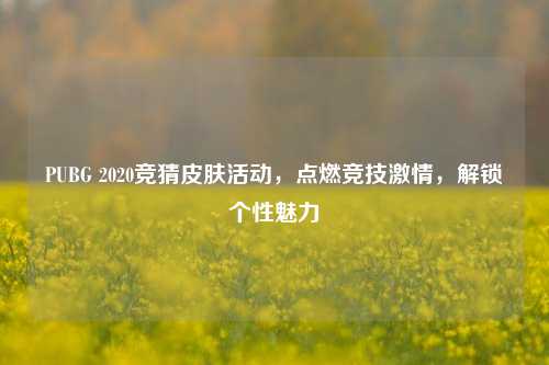 PUBG 2020竞猜皮肤活动,点燃竞技激情,解锁个性魅力