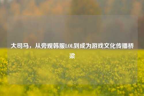 大司马，从旁观韩服LOL到成为游戏文化传播桥梁