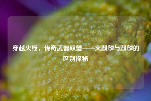 穿越火线，传奇武器双璧——火麒麟与麒麟的区别探秘