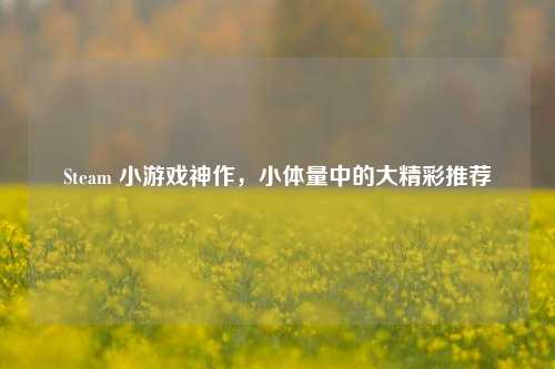 Steam 小游戏神作，小体量中的大精彩推荐