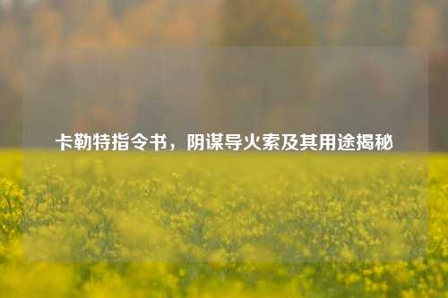 卡勒特指令书,阴谋导火索及其用途揭秘