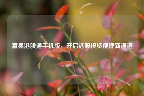 富易港股通手机版，开启港股投资便捷新通道
