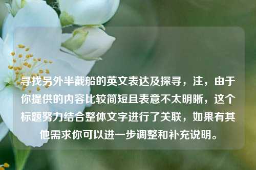 寻找另外半截船的英文表达及探寻，注，由于你提供的内容比较简短且表意不太明晰，这个标题努力结合整体文字进行了关联，如果有其他需求你可以进一步调整和补充说明。