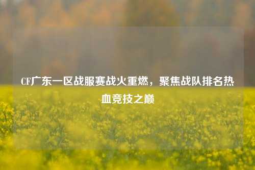 CF广东一区战服赛战火重燃，聚焦战队排名热血竞技之巅
