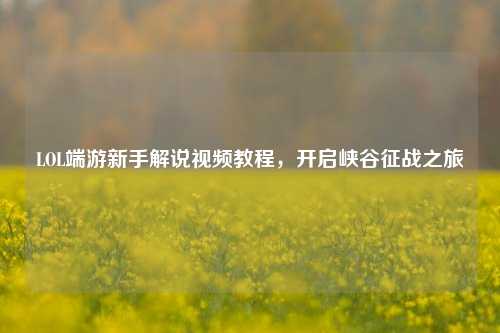 LOL端游新手解说视频教程，开启峡谷征战之旅