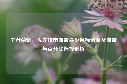 王者荣耀,优先攻击血量最少目标策略及血量与百分比选择剖析