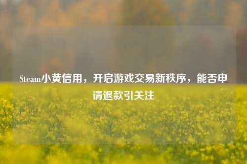 Steam小黄信用,开启游戏交易新秩序,能否申请退款引关注