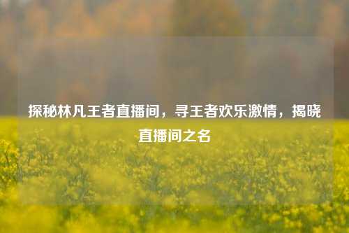 探秘林凡王者直播间,寻王者欢乐激情,揭晓直播间之名