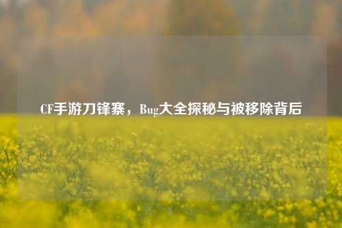 CF手游刀锋寨,Bug大全探秘与被移除背后