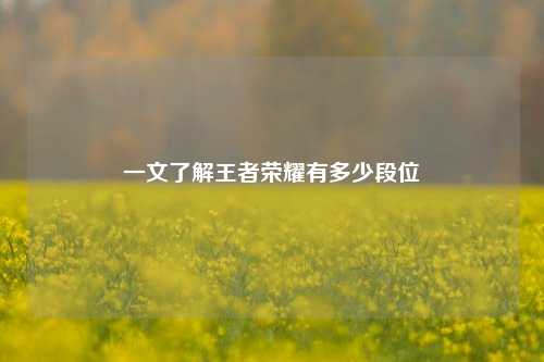 一文了解王者荣耀有多少段位