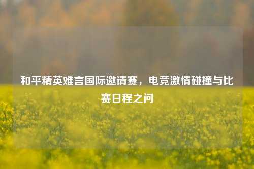 和平精英难言国际邀请赛,电竞激情碰撞与比赛日程之问