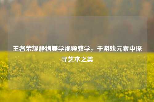 王者荣耀静物美学视频教学,于游戏元素中探寻艺术之美