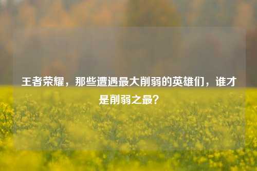 王者荣耀,那些遭遇最大削弱的英雄们,谁才是削弱之最?