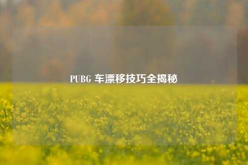 PUBG 车漂移技巧全揭秘