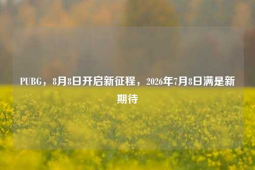 PUBG，8月8日开启新征程，2026年7月8日满是新期待