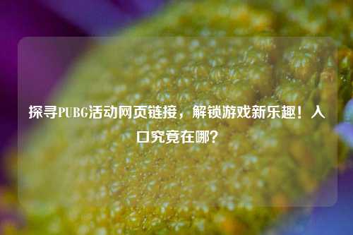 探寻PUBG活动网页链接,解锁游戏新乐趣!入口究竟在哪?