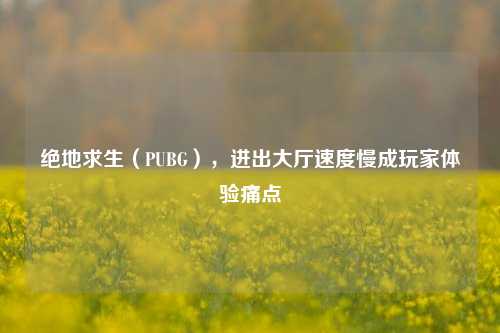 绝地求生(PUBG),进出大厅速度慢成玩家体验痛点