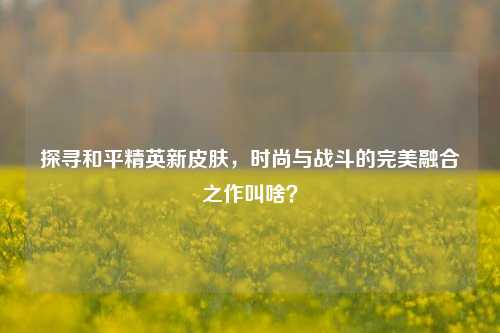 探寻和平精英新皮肤，时尚与战斗的完美融合之作叫啥？