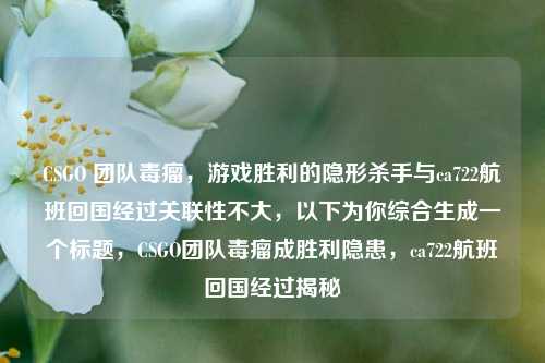 CSGO 团队毒瘤,游戏胜利的隐形杀手与ca722航班回国经过关联性不大,以下为你综合生成一个标题,CSGO团队毒瘤成胜利隐患,ca722航班回国经过揭秘