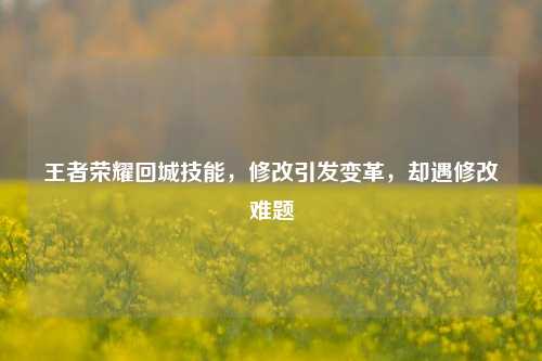 王者荣耀回城技能,修改引发变革,却遇修改难题