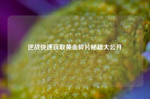 逆战快速获取黄金碎片秘籍大公开