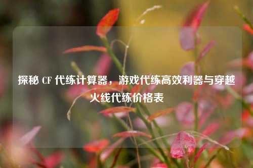 探秘 CF 代练计算器,游戏代练高效利器与穿越火线代练价格表