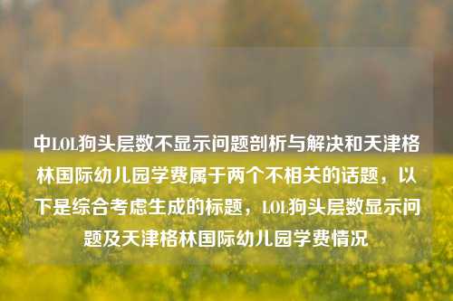 中LOL狗头层数不显示问题剖析与解决和天津格林国际幼儿园学费属于两个不相关的话题，以下是综合考虑生成的标题，LOL狗头层数显示问题及天津格林国际幼儿园学费情况
