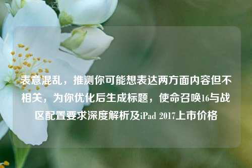 表意混乱，推测你可能想表达两方面内容但不相关，为你优化后生成标题，使命召唤16与战区配置要求深度解析及iPad 2017上市价格