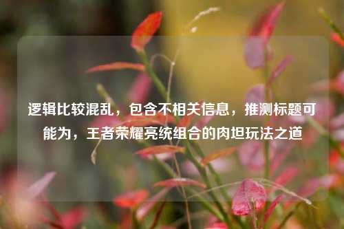 逻辑比较混乱,包含不相关信息,推测标题可能为,王者荣耀亮统组合的肉坦玩法之道