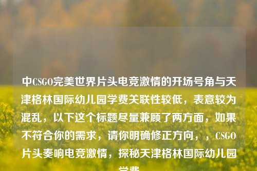 中CSGO完美世界片头电竞激情的开场号角与天津格林国际幼儿园学费关联性较低，表意较为混乱，以下这个标题尽量兼顾了两方面，如果不符合你的需求，请你明确修正方向，，CSGO片头奏响电竞激情，探秘天津格林国际幼儿园学费