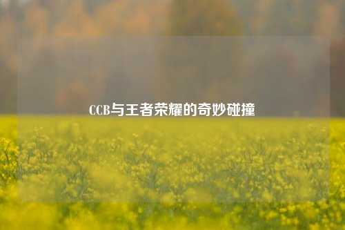 CCB与王者荣耀的奇妙碰撞