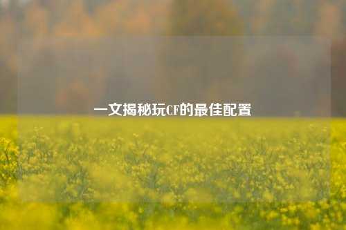 一文揭秘玩CF的最佳配置