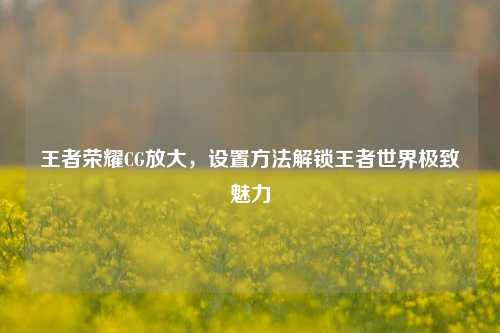 王者荣耀CG放大，设置方法解锁王者世界极致魅力