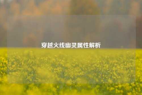 穿越火线幽灵属性解析
