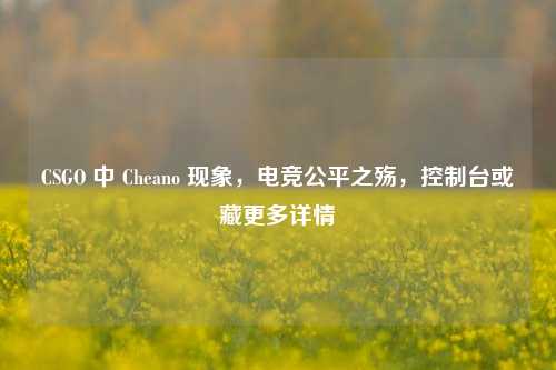 CSGO 中 Cheano 现象,电竞公平之殇,控制台或藏更多详情