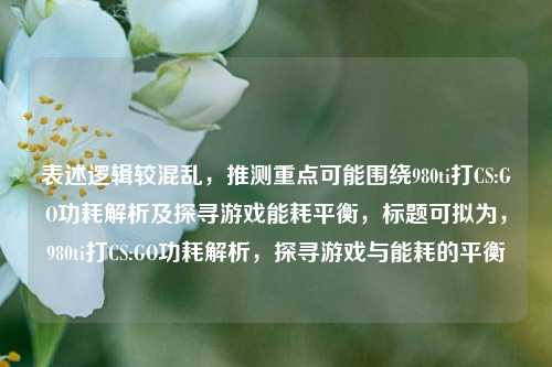 表述逻辑较混乱,推测重点可能围绕980ti打CS:GO功耗解析及探寻游戏能耗平衡,标题可拟为,980ti打CS:GO功耗解析,探寻游戏与能耗的平衡