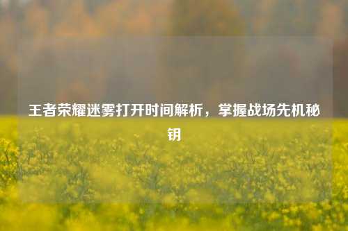 王者荣耀迷雾打开时间解析，掌握战场先机秘钥