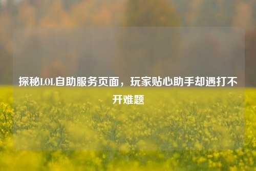 探秘LOL自助服务页面,玩家贴心助手却遇打不开难题