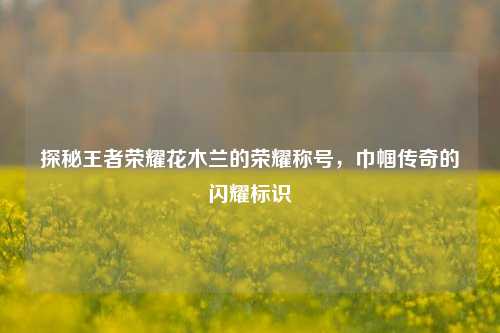探秘王者荣耀花木兰的荣耀称号，巾帼传奇的闪耀标识