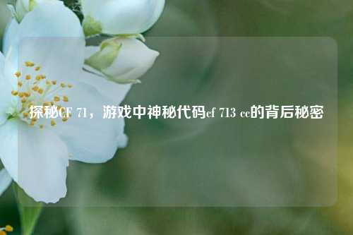 探秘CF 71,游戏中神秘代码cf 713 cc的背后秘密