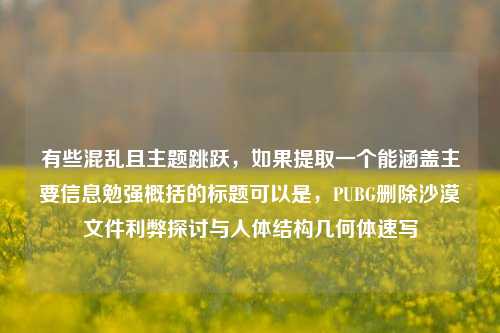 有些混乱且主题跳跃,如果提取一个能涵盖主要信息勉强概括的标题可以是,PUBG删除沙漠文件利弊探讨与人体结构几何体速写