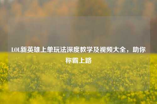 LOL新英雄上单玩法深度教学及视频大全,助你称霸上路