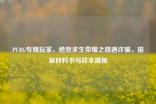 PUBG专精玩家，绝地求生荣耀之路遇诈骗，报案材料书写样本揭秘