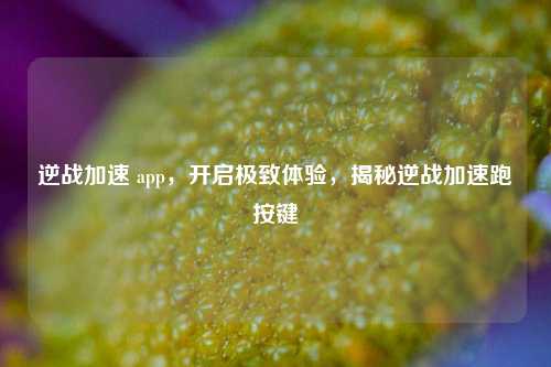 逆战加速 app,开启极致体验,揭秘逆战加速跑按键