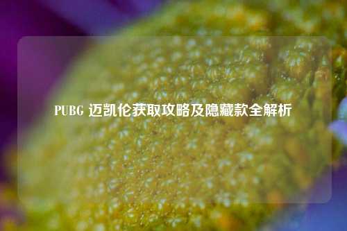 PUBG 迈凯伦获取攻略及隐藏款全解析