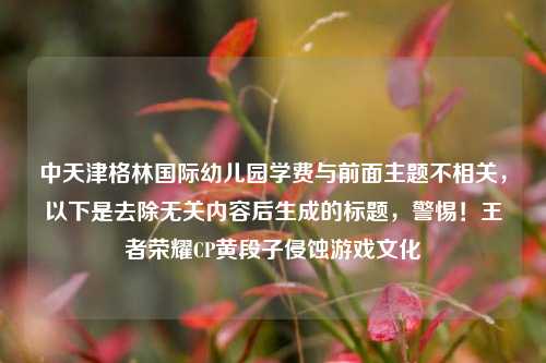 中天津格林国际幼儿园学费与前面主题不相关，以下是去除无关内容后生成的标题，警惕！王者荣耀CP黄段子侵蚀游戏文化