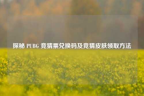 探秘 PUBG 竞猜票兑换码及竞猜皮肤领取方法
